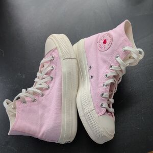 Pink Converse Heart Hi Lift Platform Sneaker